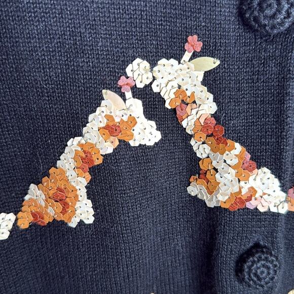 Michael Simon Vintage Sequined Safari Animal 3/4 Sleeve Cardigan W1555 Sz L - Picture 6 of 11